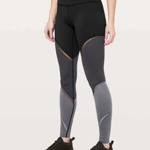 Black Obsidian Titanium Womens 6 Lululemon Colour Me Ombre Tight 28" Nulux Mesh
